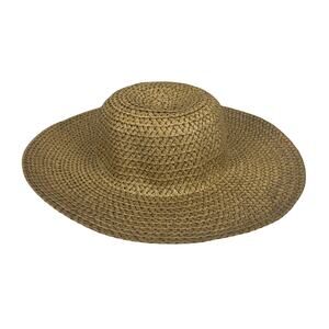 MAX GREY WIDE BRIM STRAW SUN HAT NATURAL PAPER WEAVE - UNISEX - SIZE 7"-7.25"